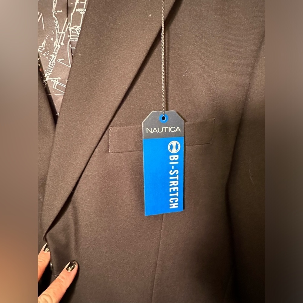 NWT Nautica Ashton Bi-stretch black suit jacket size 44R - Picture 3 of 11